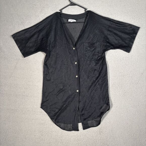 Vintage Cover Zone Men’s Size M‎ Black Mesh Button Down Short Sleeve Rave Club - Picture 1 of 10